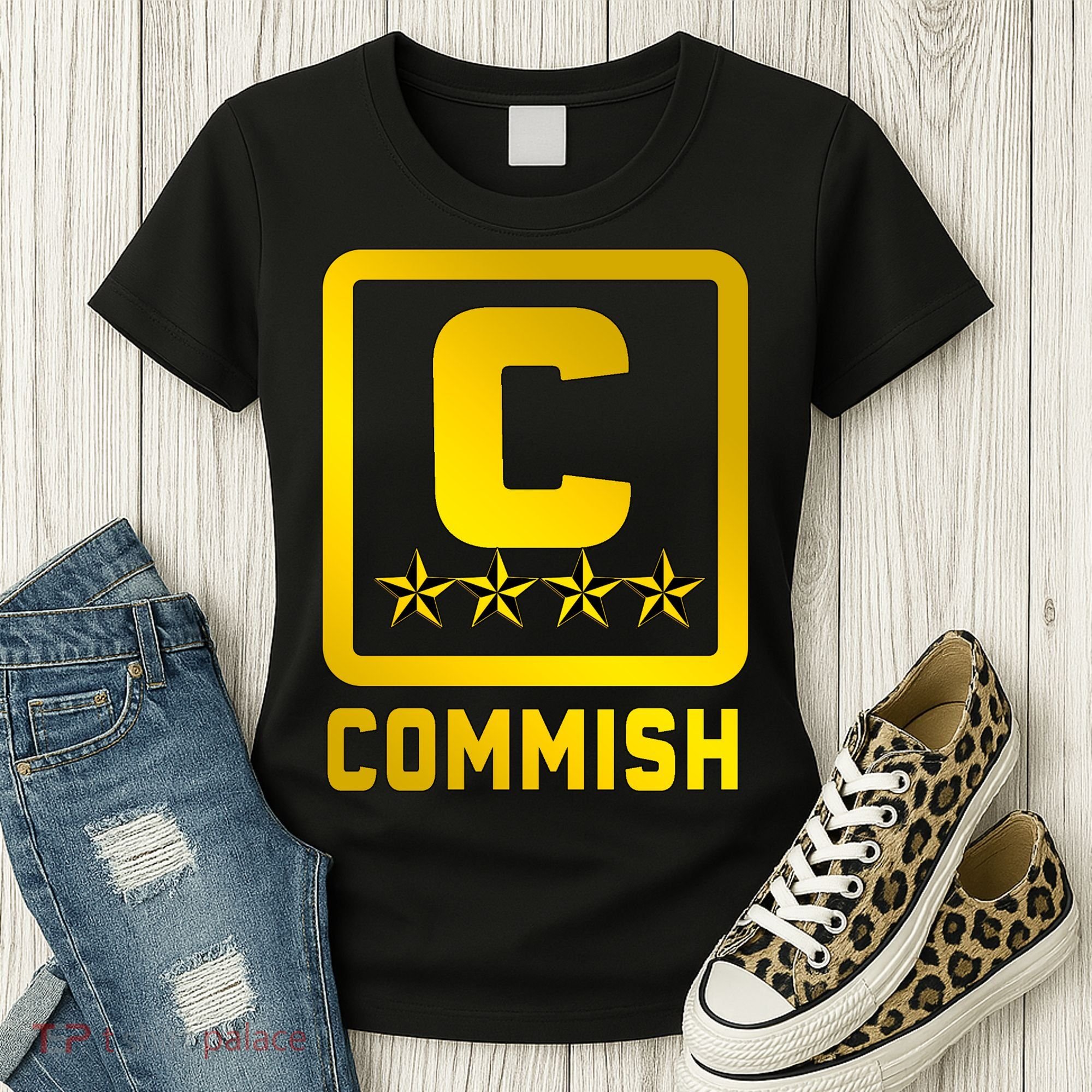 Commish Fantasy Football Logo Back And Front Pocket Logo Women's T-Shirt