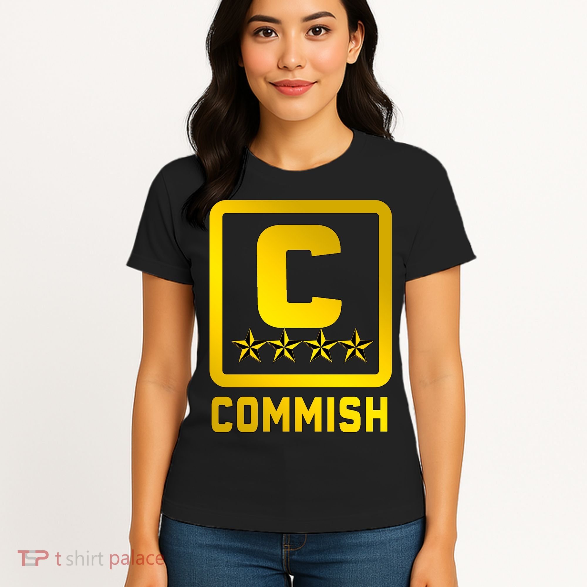 Commish Fantasy Football Logo Back And Front Pocket Logo Women's T-Shirt