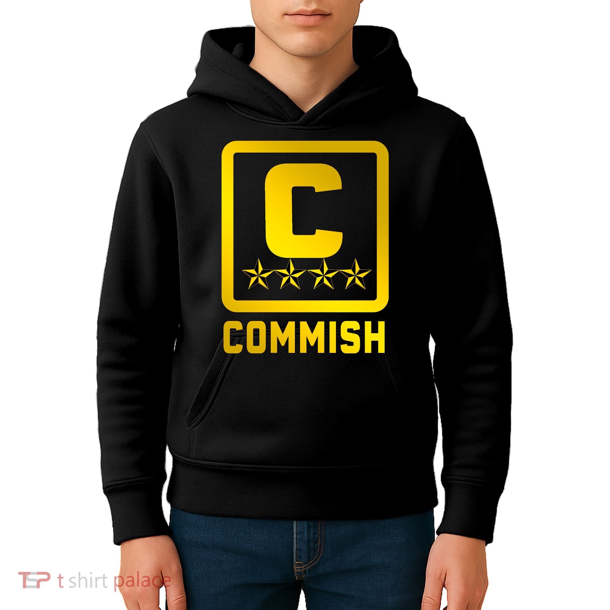 Commish Fantasy Football Logo Back And Front Pocket Logo Kids Hoodie