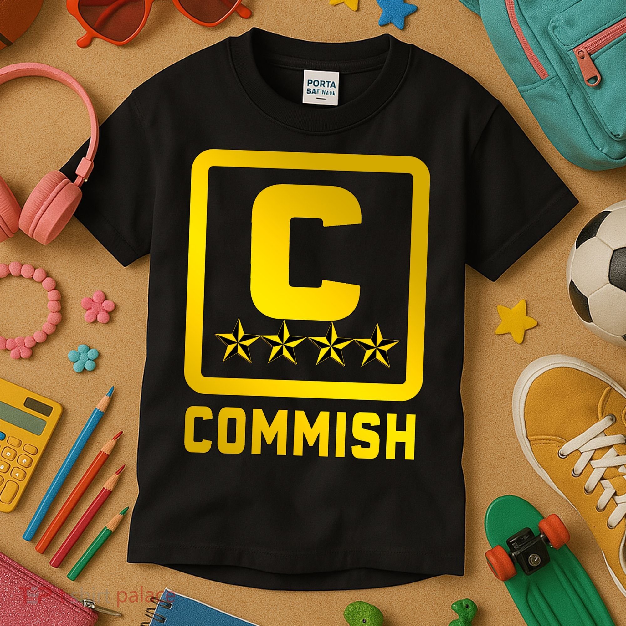 Commish Fantasy Football Logo Back And Front Pocket Logo Kids T-Shirt