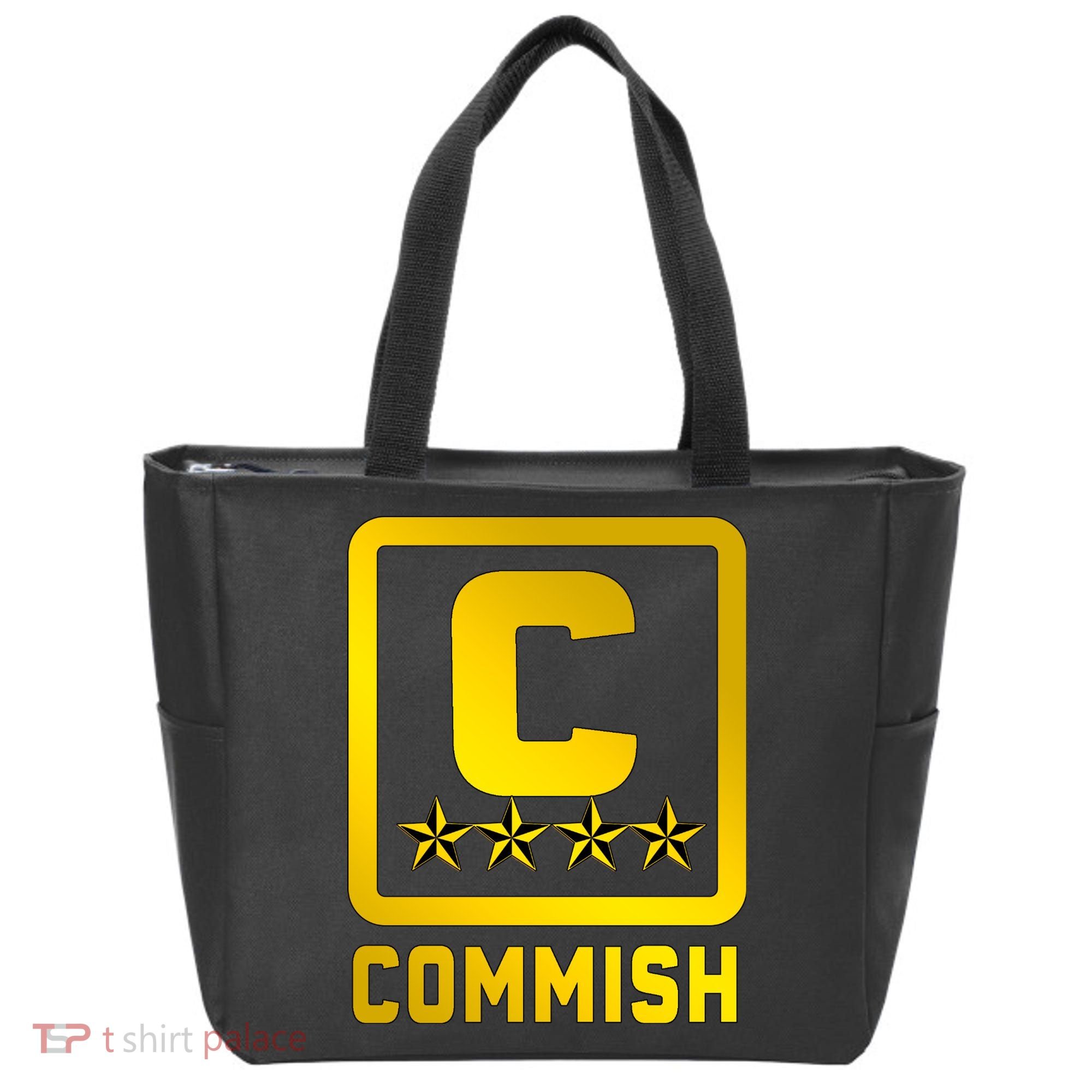Commish Fantasy Football Logo Back And Front Pocket Logo Tote Bag
