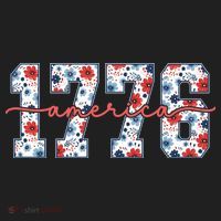 Cute Floral Flower Varsity Style 1776 America USA  Women's Sweatshirt thumb 2