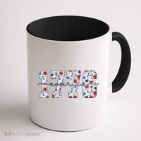 Cute Floral Flower Varsity Style 1776 America USA  Coffee Mug thumb 1