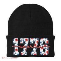 Cute Floral Flower Varsity Style 1776 America USA  Beanie thumb 0