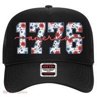 Cute Floral Flower Varsity Style 1776 America USA  Hat thumb 0