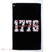 Cute Floral Flower Varsity Style 1776 America USA  Golf Towel thumb 0