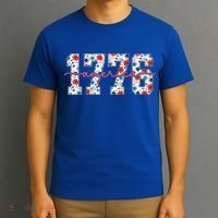 Cute Floral Flower Varsity Style 1776 America USA  T-Shirt thumb 3