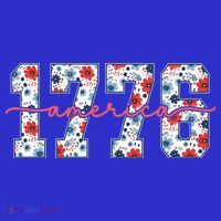 Cute Floral Flower Varsity Style 1776 America USA  T-Shirt thumb 7