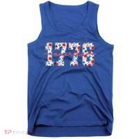 Cute Floral Flower Varsity Style 1776 America USA  Tank Top thumb 0