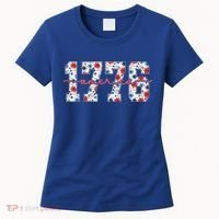 Cute Floral Flower Varsity Style 1776 America USA  Women's T-Shirt thumb 0