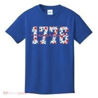 Cute Floral Flower Varsity Style 1776 America USA  Kids T-Shirt thumb 0
