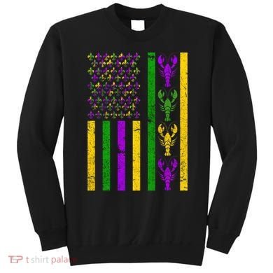 Crawfish FleurDeLis Flag Mardi Gras vintage retro Sweatshirt