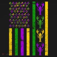 Crawfish FleurDeLis Flag Mardi Gras vintage retro T-Shirt thumb 7
