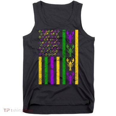 Crawfish FleurDeLis Flag Mardi Gras vintage retro Tank Top