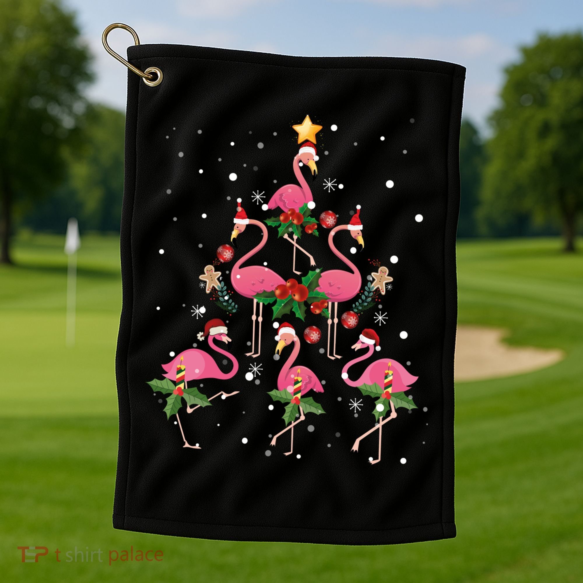 Christmas Flamingo Flamingo's Christmas Tree Classic Golf Towel