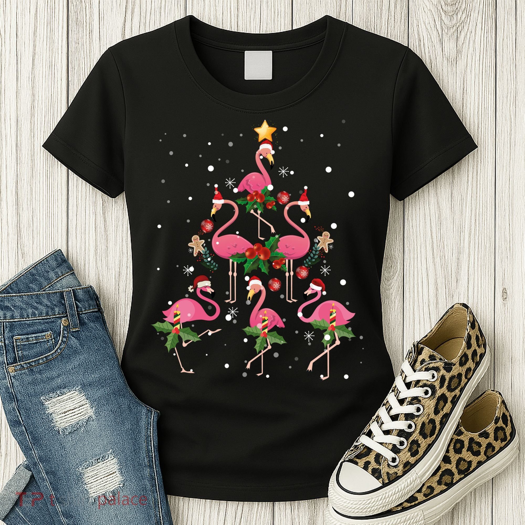 Christmas Flamingo Flamingo's Christmas Tree Classic Women's T-Shirt