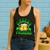 Cheers Fuckers Funny St Patricks Day Irish Drinking Women's Tank Top thumb 2