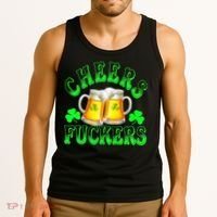 Cheers Fuckers Funny St Patricks Day Irish Drinking Tank Top thumb 3