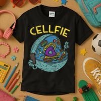 Cell Fie Funny Cellfie Selfie Science Biology Teacher Kids T-Shirt thumb 3
