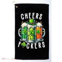 Cheers Fuckers Funny St Patricks Day Irish Drinking Golf Towel thumb 0