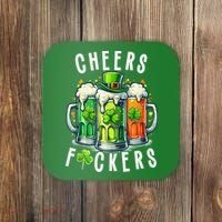 Cheers Fuckers Funny St Patricks Day Irish Drinking Coaster thumb 0