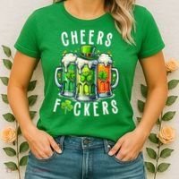 Cheers Fuckers Funny St Patricks Day Irish Drinking Women's T-Shirt thumb 2