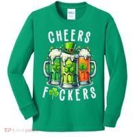 Cheers Fuckers Funny St Patricks Day Irish Drinking Kids Long Sleeve Shirt thumb 0