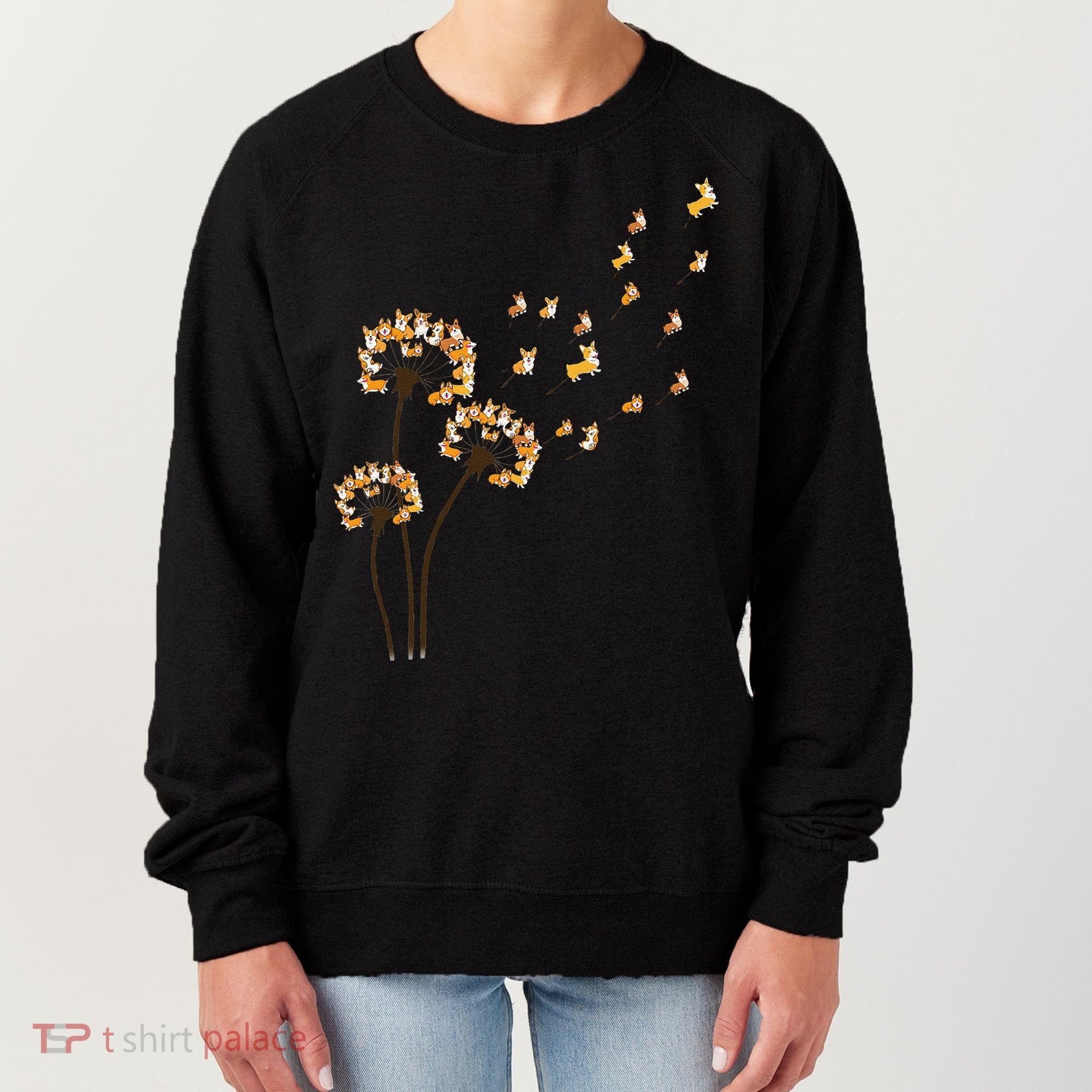 Corgi Flower Fly Dandelion Funny Dog Lover For Mom Women's Sweatshirt