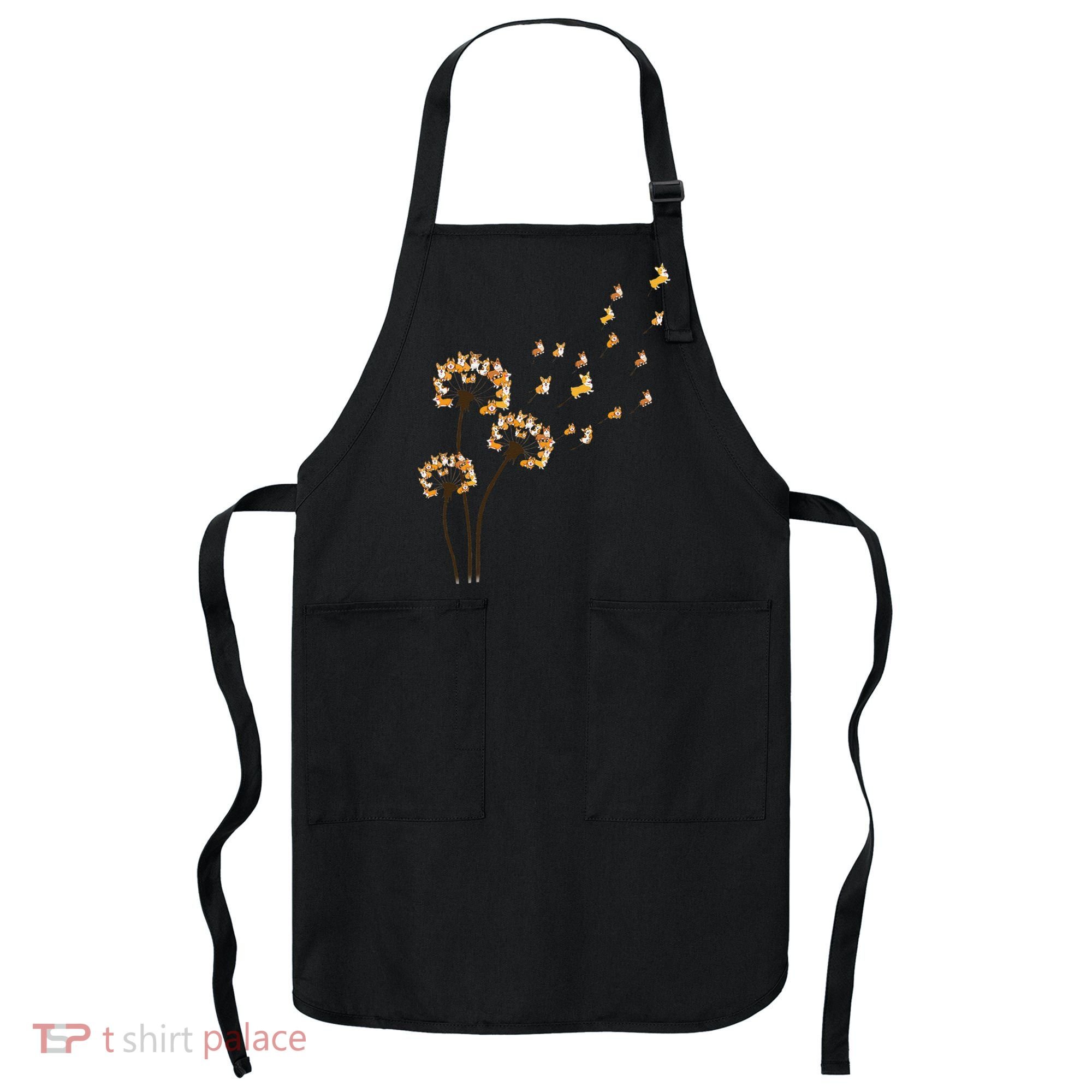Corgi Flower Fly Dandelion Funny Dog Lover For Mom Apron