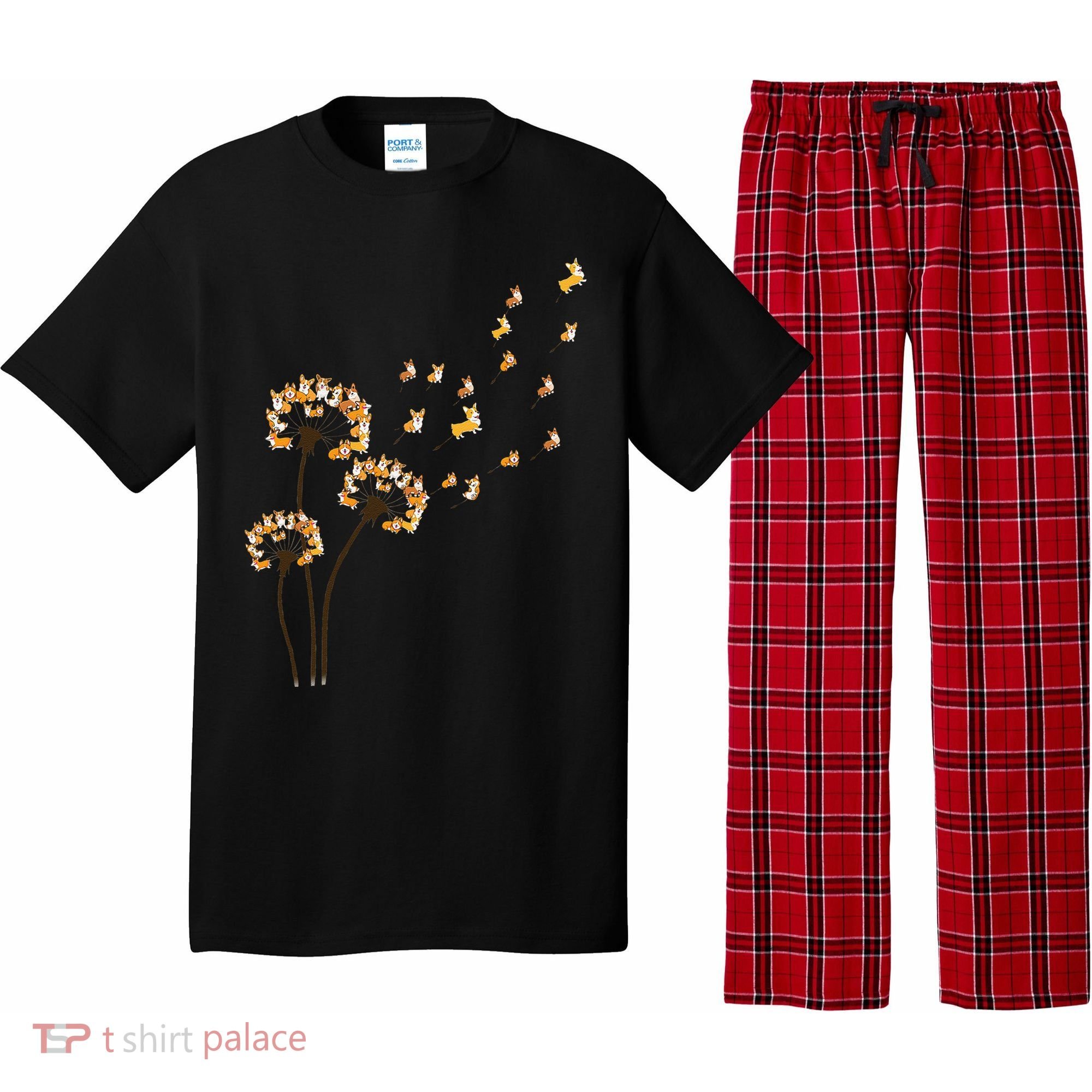 Corgi Flower Fly Dandelion Funny Dog Lover For Mom Pajama Set