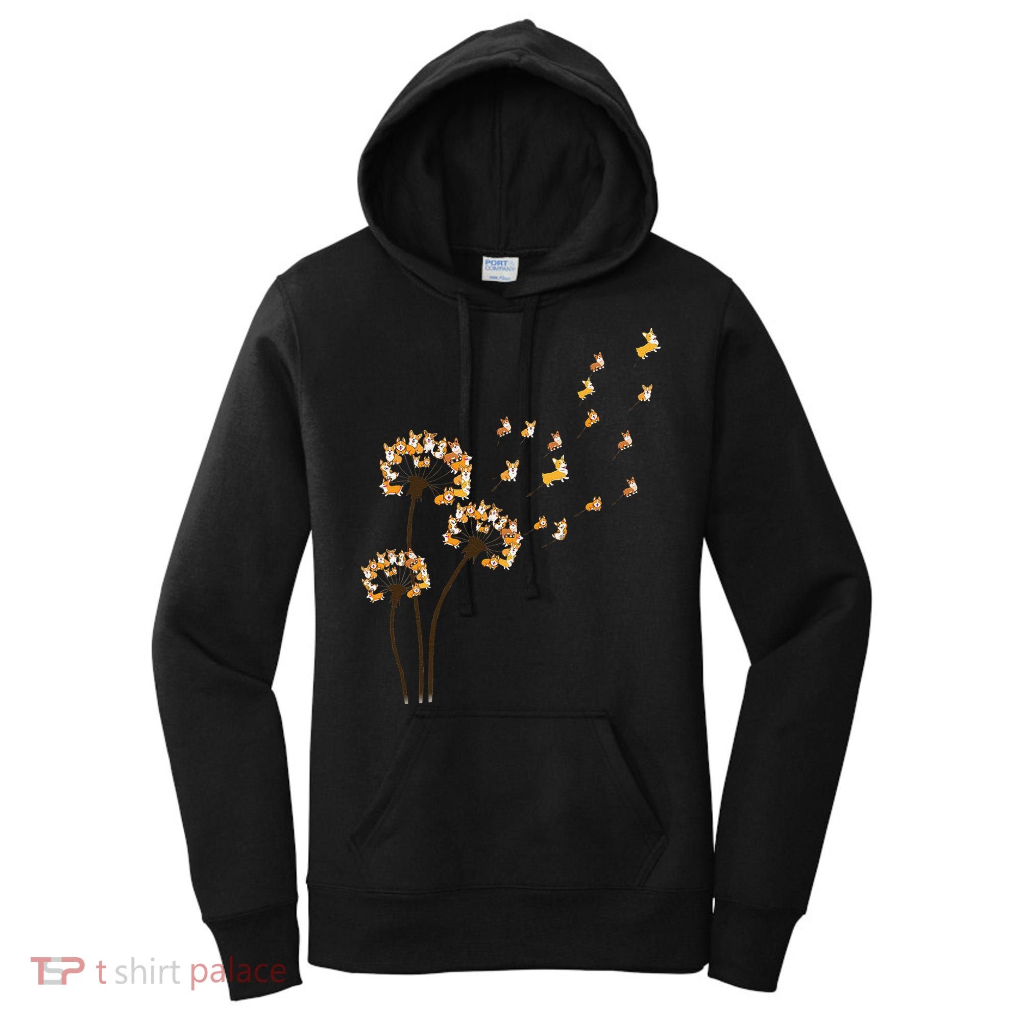 Corgi Flower Fly Dandelion Funny Dog Lover For Mom Women's Hoodie