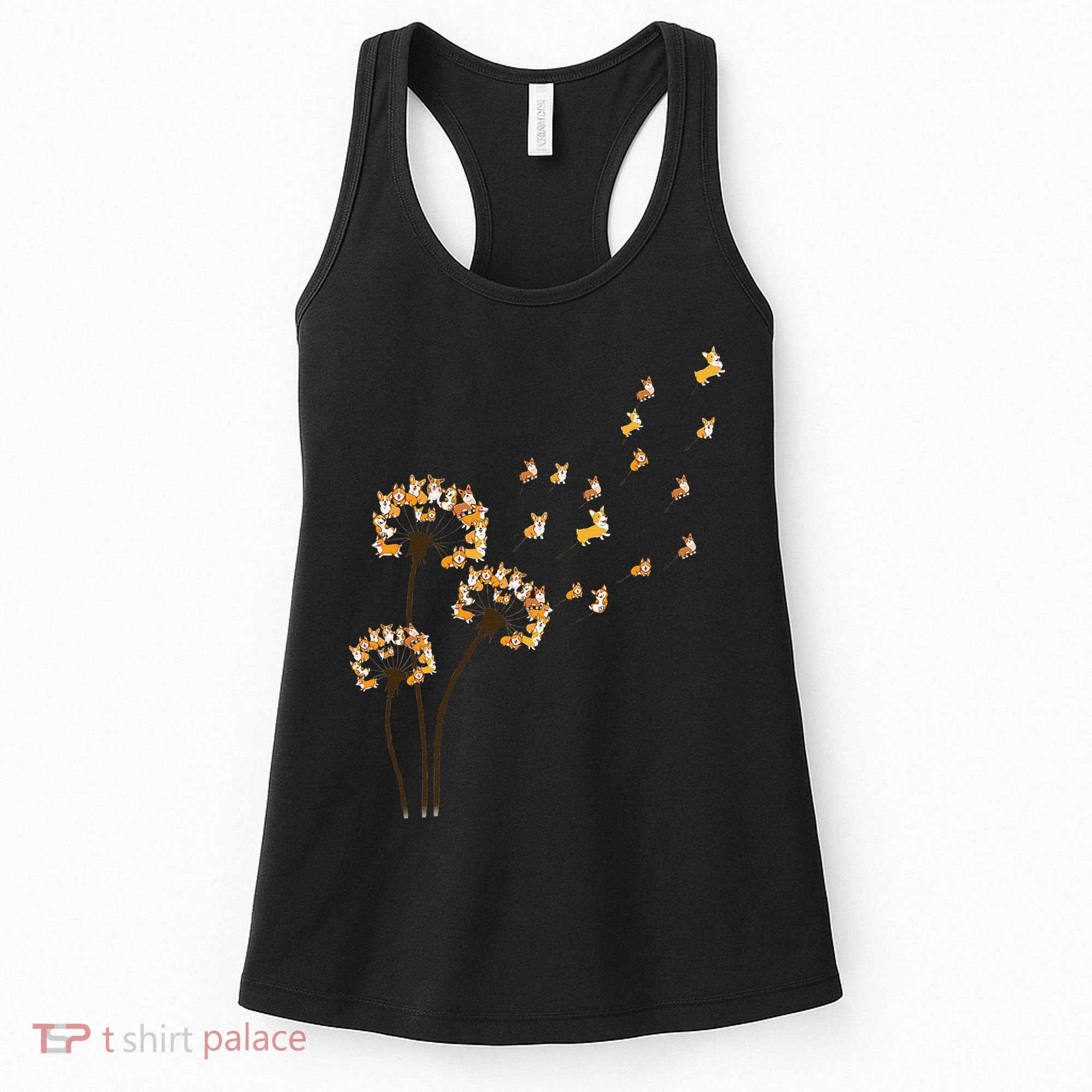 Corgi Flower Fly Dandelion Funny Dog Lover For Mom Women's Tank Top