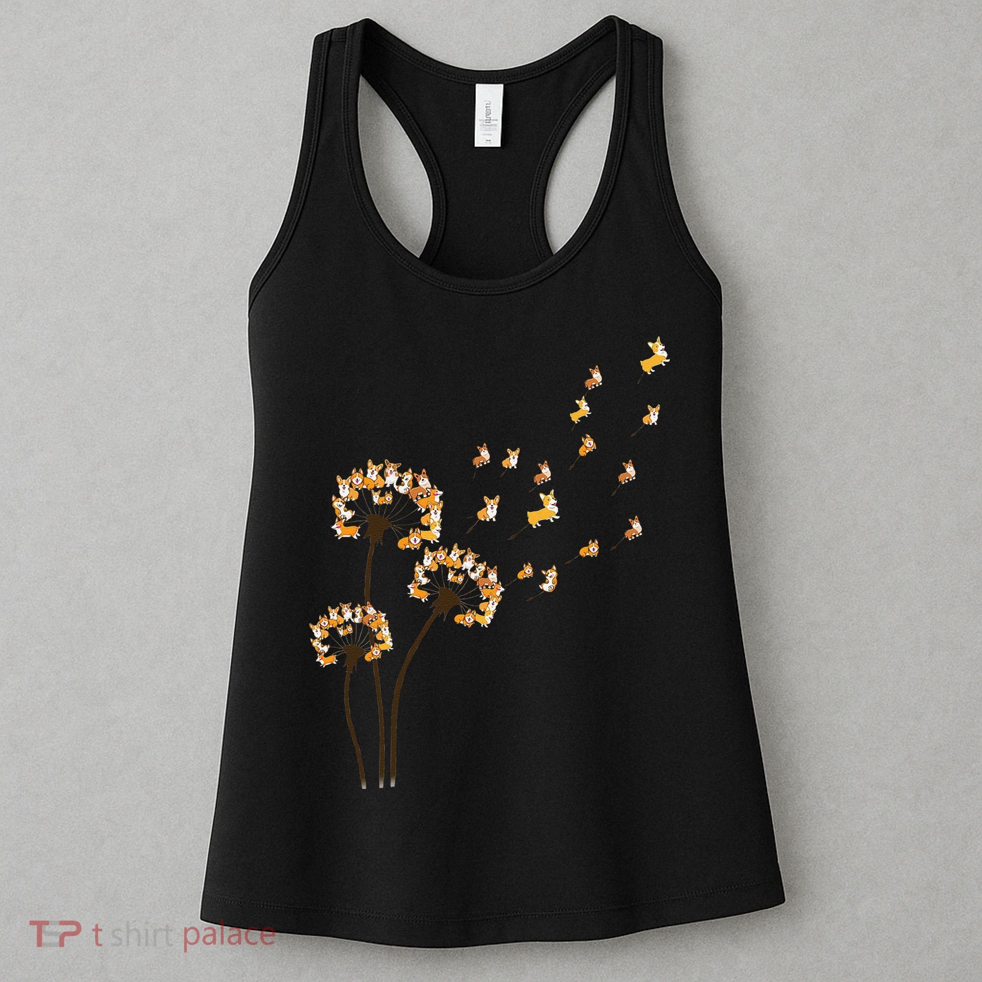 Corgi Flower Fly Dandelion Funny Dog Lover For Mom Women's Tank Top