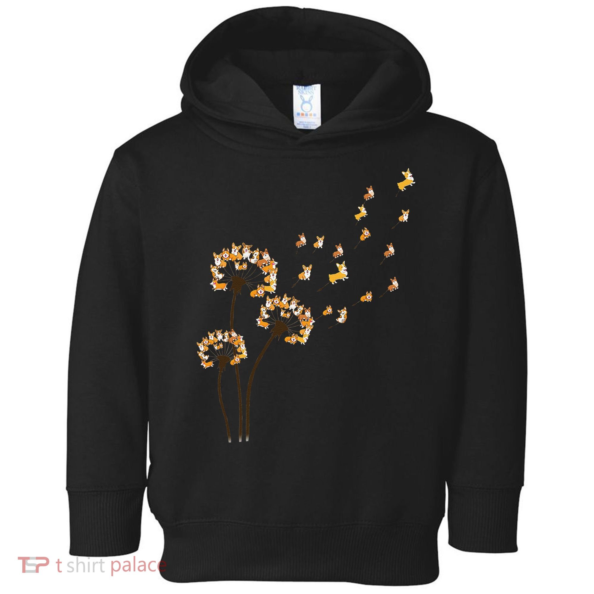 Corgi Flower Fly Dandelion Funny Dog Lover For Mom Toddler Hoodie
