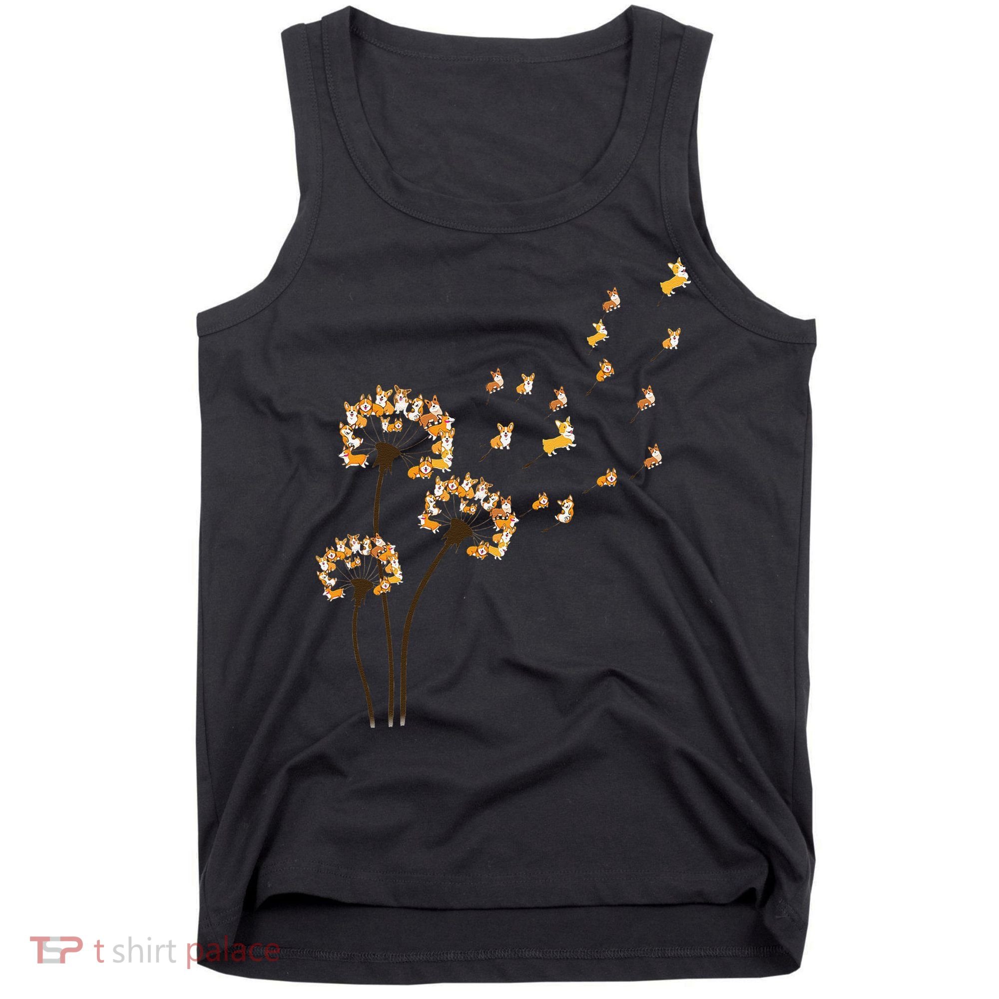 Corgi Flower Fly Dandelion Funny Dog Lover For Mom Tank Top