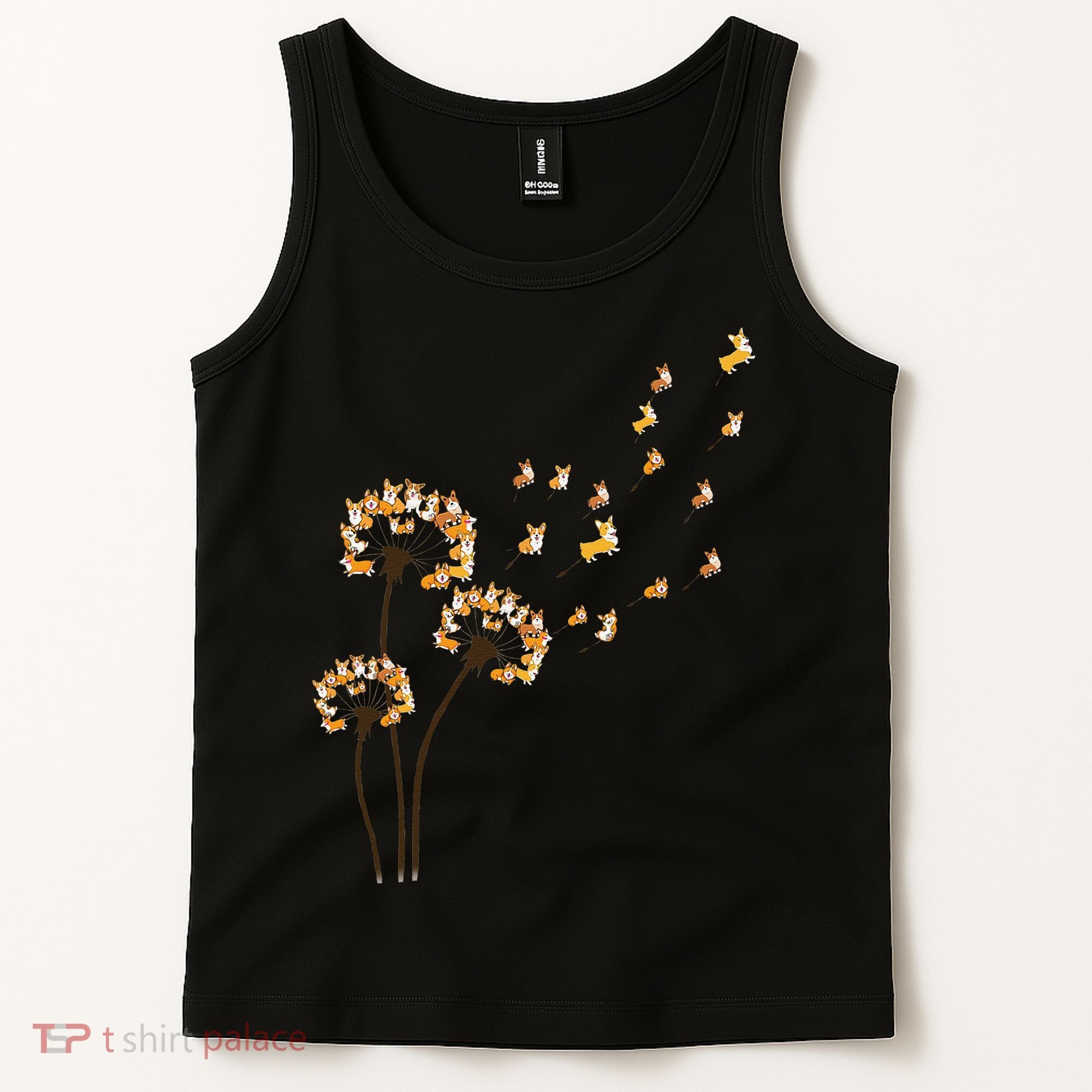 Corgi Flower Fly Dandelion Funny Dog Lover For Mom Tank Top
