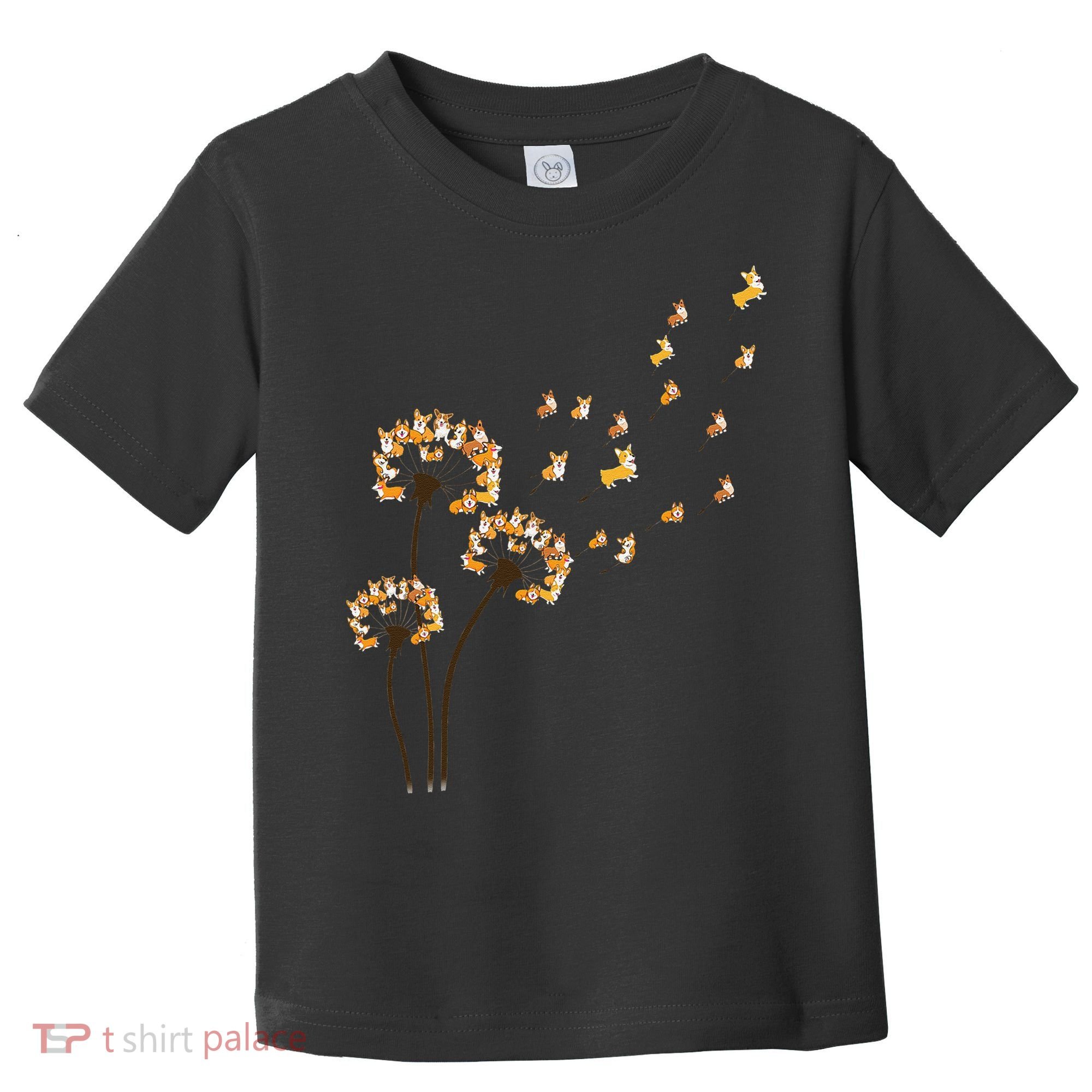 Corgi Flower Fly Dandelion Funny Dog Lover For Mom Toddler T-Shirt