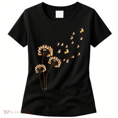 Corgi Flower Fly Dandelion Funny Dog Lover For Mom Women's T-Shirt