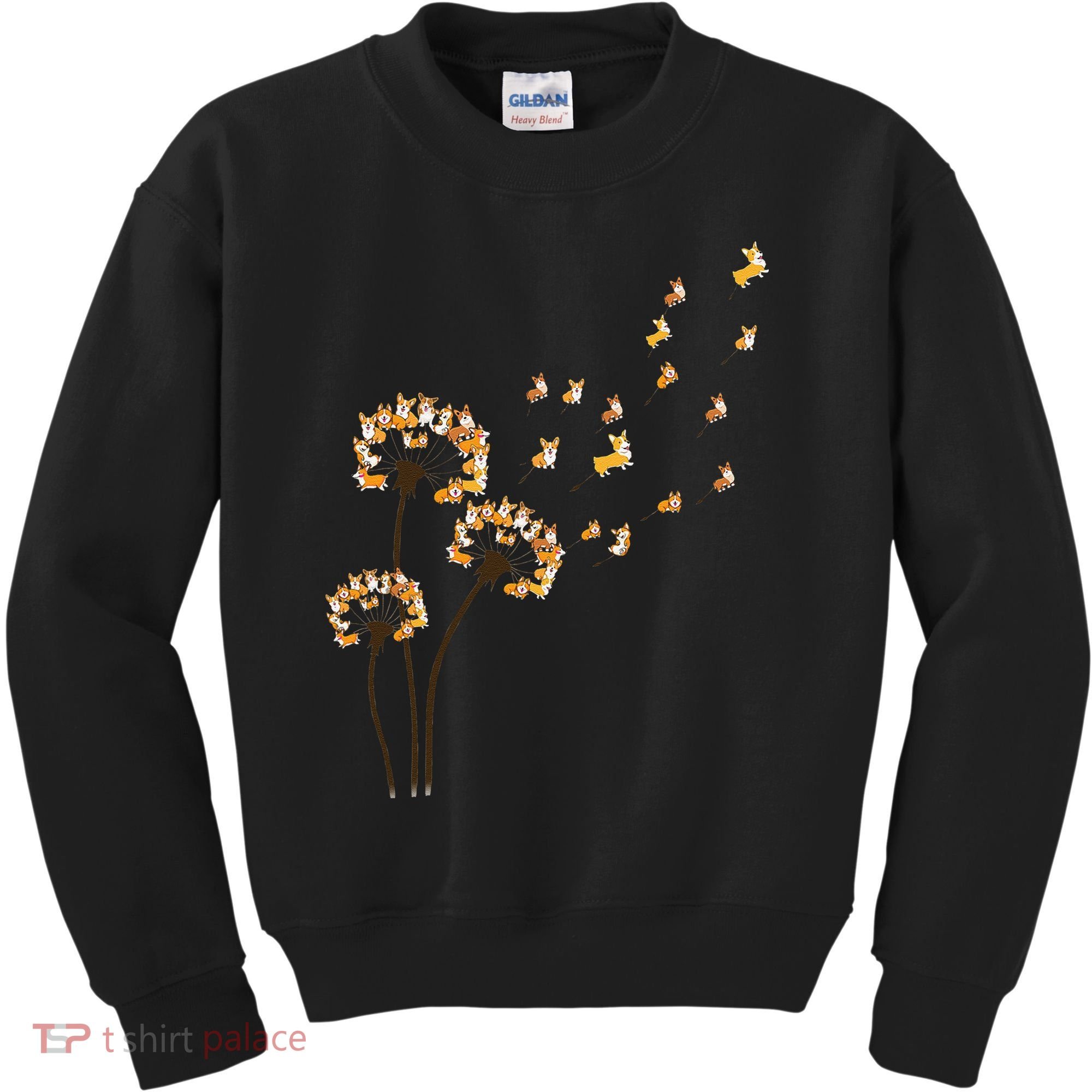 Corgi Flower Fly Dandelion Funny Dog Lover For Mom Kids Sweatshirt