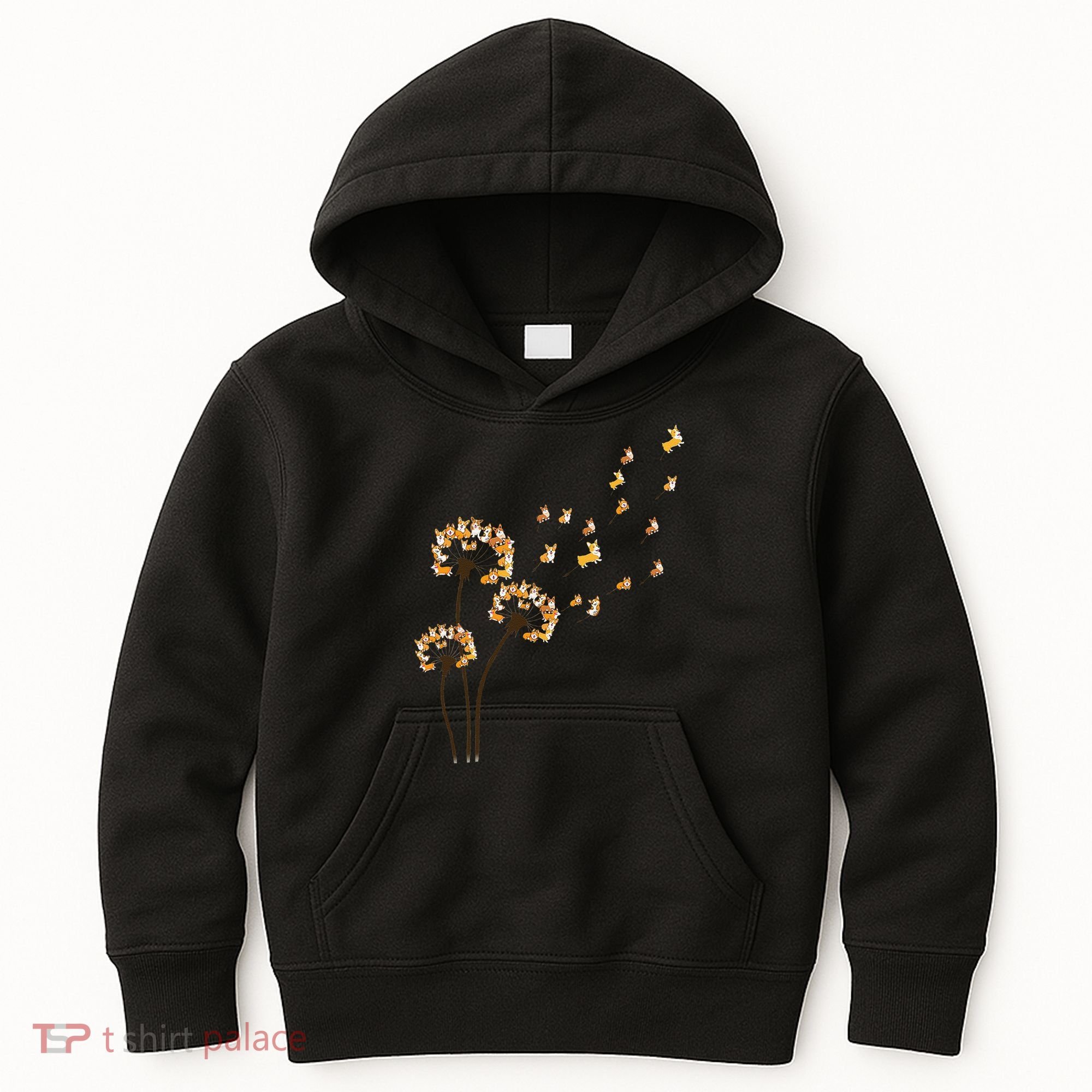 Corgi Flower Fly Dandelion Funny Dog Lover For Mom Kids Hoodie