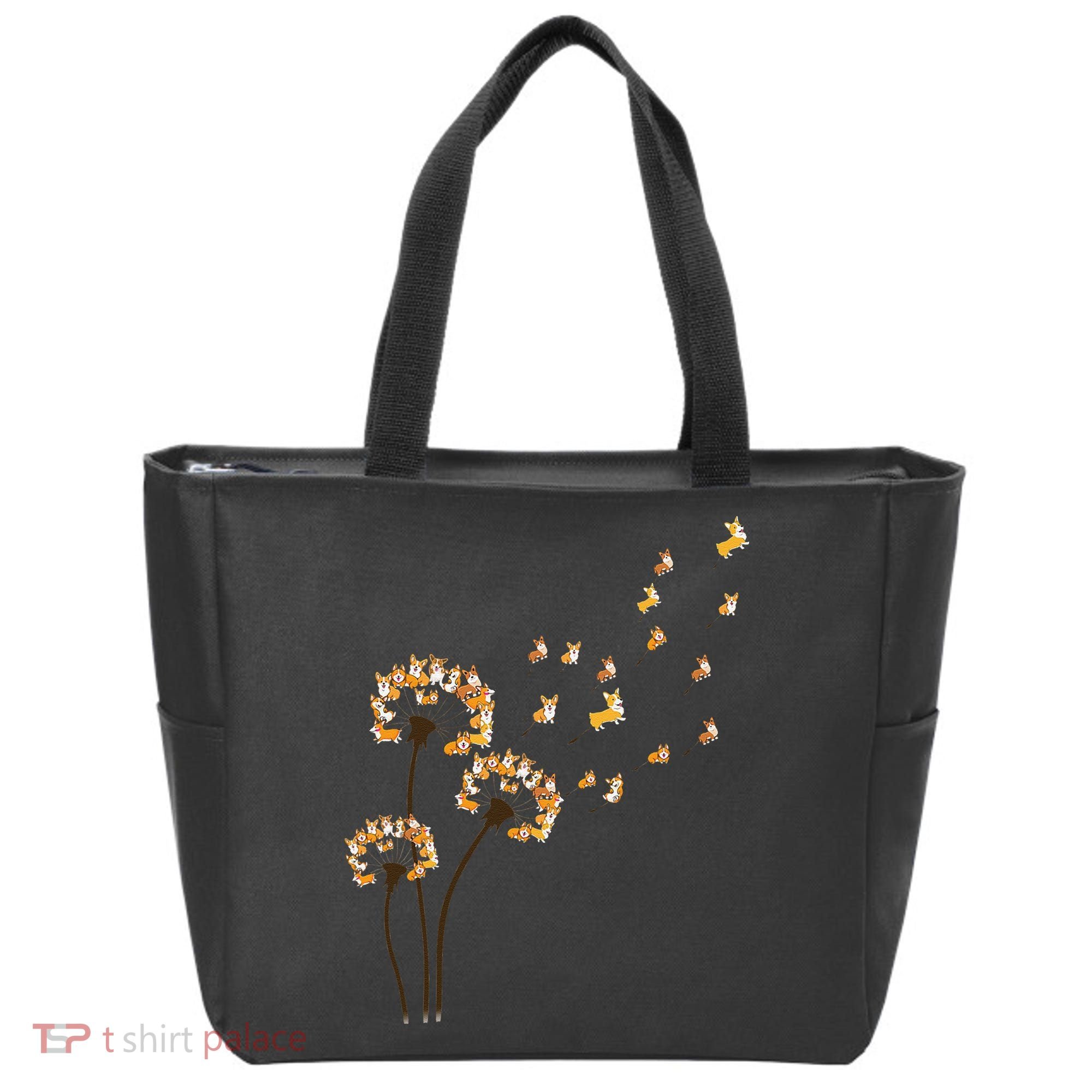 Corgi Flower Fly Dandelion Funny Dog Lover For Mom Tote Bag