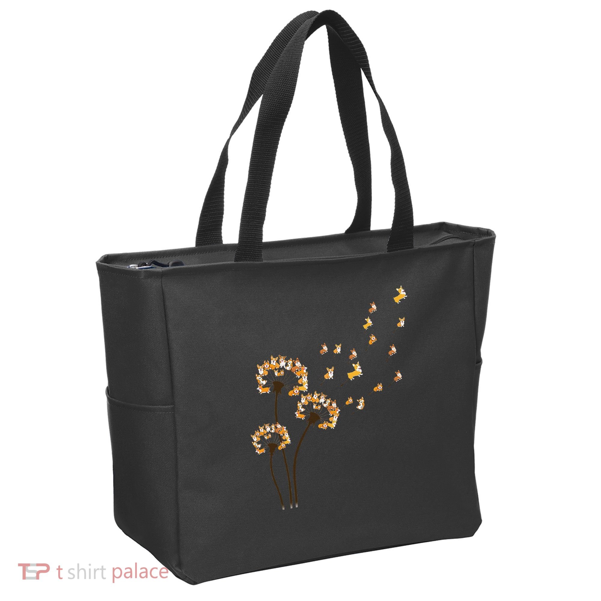 Corgi Flower Fly Dandelion Funny Dog Lover For Mom Tote Bag