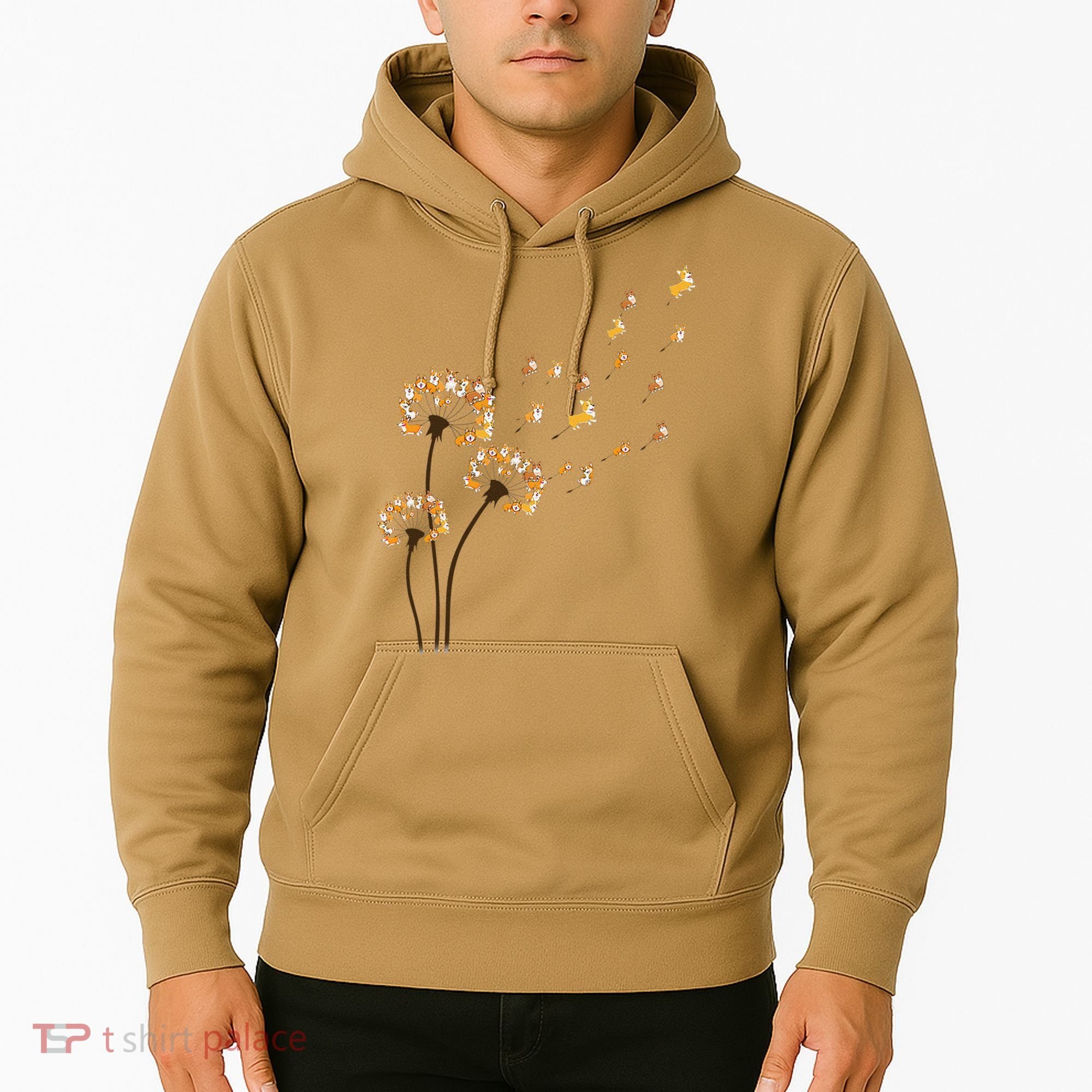 Corgi Flower Fly Dandelion Funny Dog Lover For Mom Hoodie