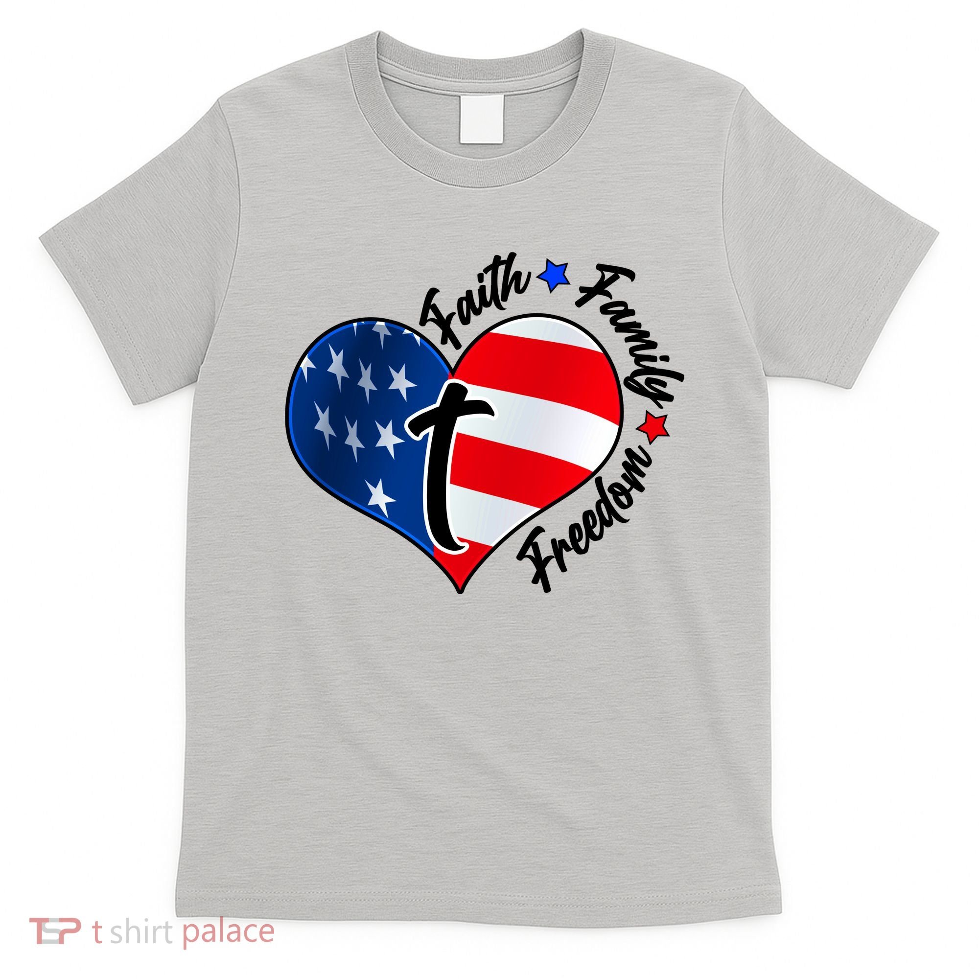 Cute Faith Family Freedom American USA Heart T-Shirt
