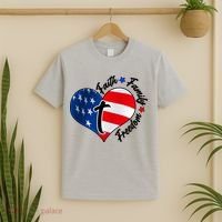 Cute Faith Family Freedom American USA Heart T-Shirt thumb 2