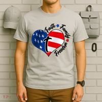 Cute Faith Family Freedom American USA Heart T-Shirt thumb 6