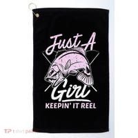 Cute Fishing Funny Keeping It Reel Purple Golf Towel thumb 0