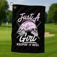 Cute Fishing Funny Keeping It Reel Purple Golf Towel thumb 1