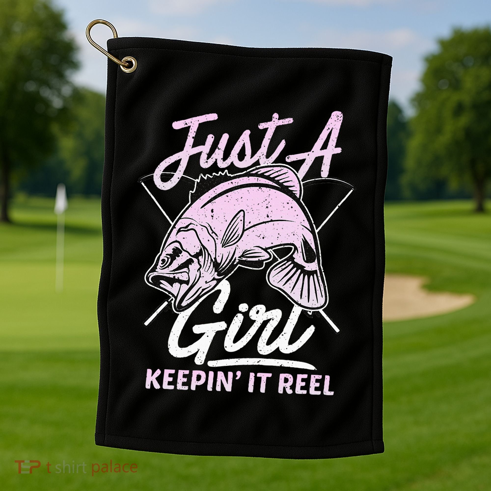 Cute Fishing Funny Keeping It Reel Purple Golf Towel