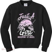 Cute Fishing Funny Keeping It Reel Purple Kids Sweatshirt thumb 0